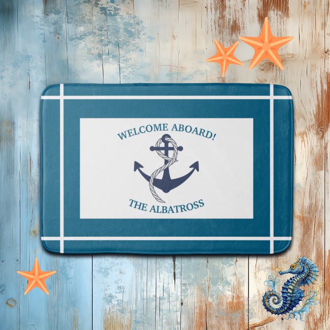 Custom Nautical Pattern Boat Anchor Bath Mat (Creator Uploaded)