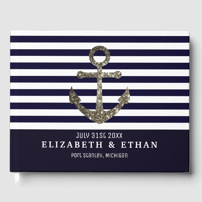 Custom Nautical Sailing Themed Wedding Guest Book (Front)