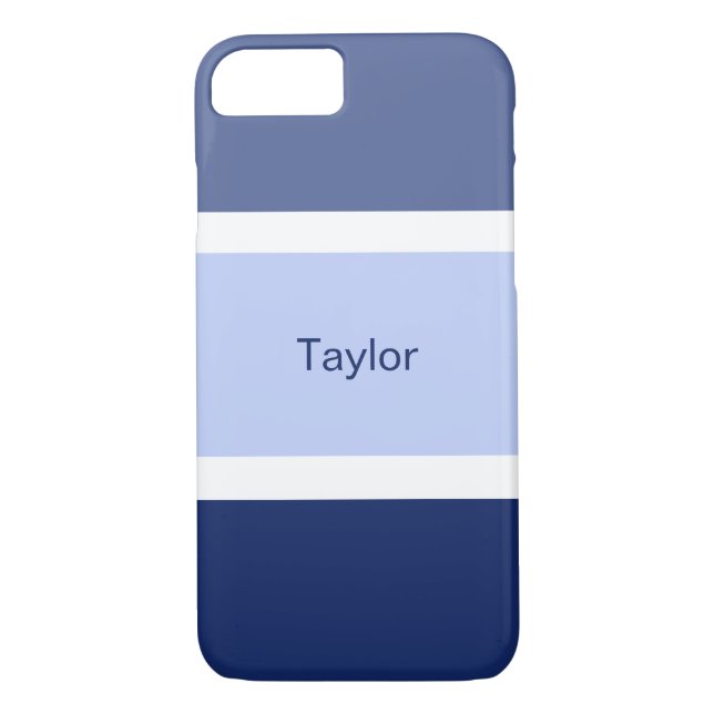 Custom Nautical Stripes Blue and White Case-Mate iPhone Case (Back)