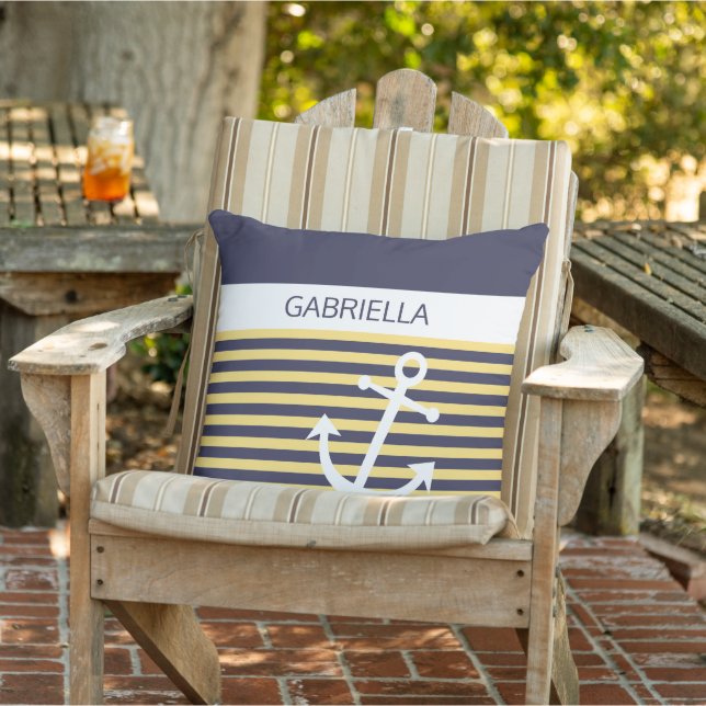 Custom Nautical Sunny Summer Yellow Stripe Pattern Cushion (Chair)