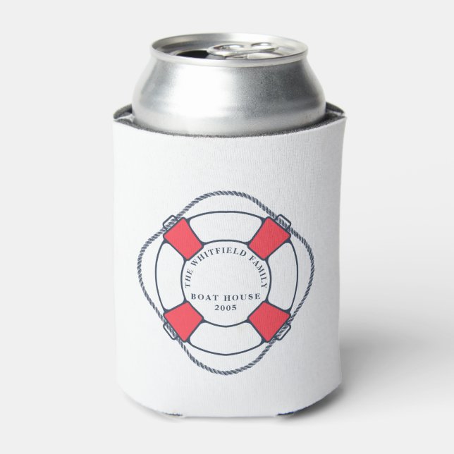 Custom Nautical Swimming Ring Boat House Can Cooler (Can Front)