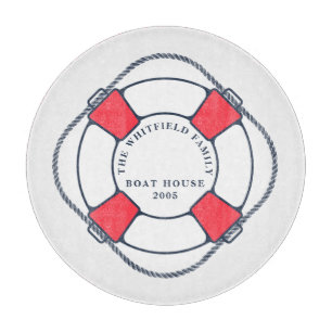 Custom Nautical Swimming Ring Boat House Cutting Board