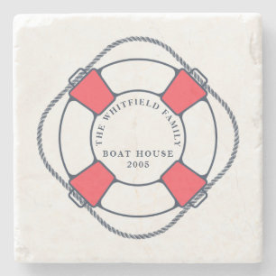 Custom Nautical Swimming Ring Boat House Stone Coaster
