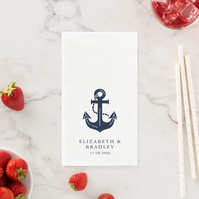 Custom Nautical Theme Wedding Anchor Napkin (Insitu)
