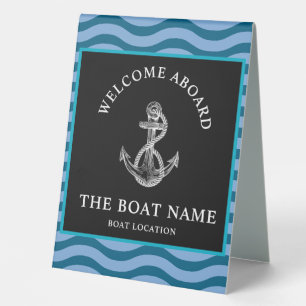 Custom Nautical Welcome Aboard Table Tent Sign