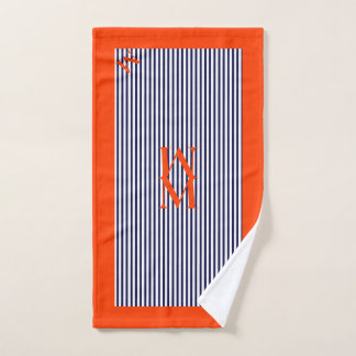 Custom Navy And Orange Nautical Design  Bath Towel Set