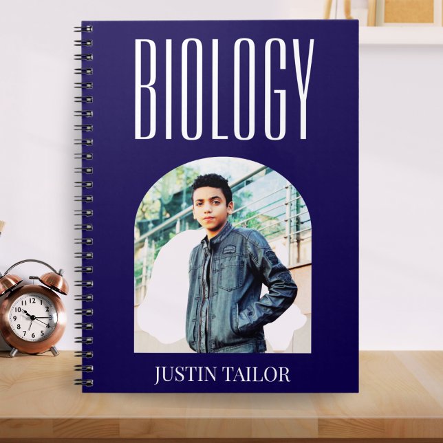 Custom Navy Biology Photo Name Boys Gift Ideas Notebook (Creator Uploaded)