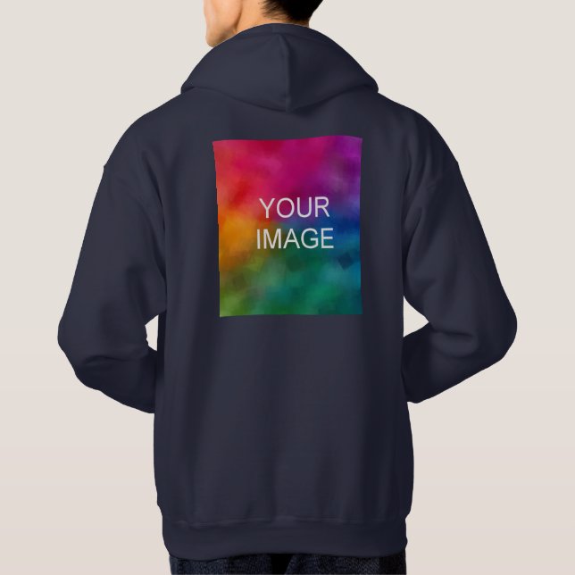 Custom Navy Blue Add Image Logo Template Hoodie (Back)