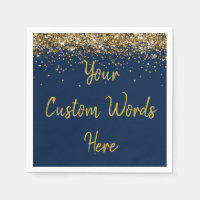 Custom Navy Blue and Gold Glitter Birthday Party