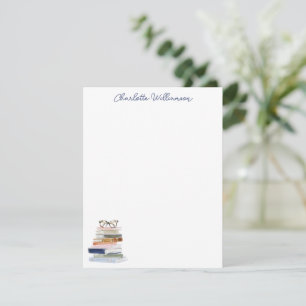 Custom Navy Blue Books Glasses Bookish Name Gift Card