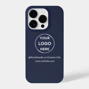 Custom Navy Blue Business Logo Branded iPhone 14 Pro Case
