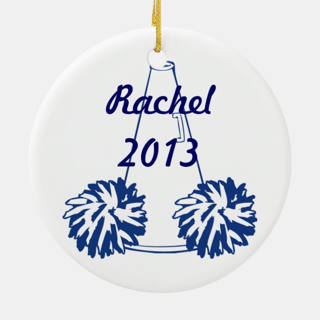 Custom Navy Blue Cheerleading Ornament (Back)
