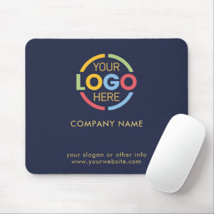 Custom Navy Blue Company Business Logo Branded Mouse Mat