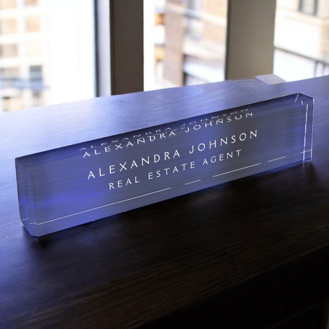 Custom Navy Blue Elegant Professional Business Nameplate (Creator Uploaded)