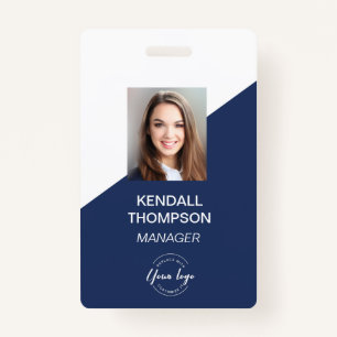 Custom Navy Blue Employee Photo Company Security ID Badge