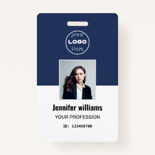 Custom Navy Blue Employee Photo ID Badge