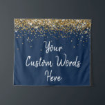 Custom Navy Blue Gold Birthday Party Photo Booth Tapestry<br><div class="desc">sweet 16 backdrop photobooth signage,  daughter quinceanera photobooth for her,  personalised 30th 21st 16th 15th,  personalised 18th 20th welcome sign,  customisable twinkle glitter back drop,  customised banner 25th 40th 50th,  1st anniversary bridal shower baby,  wedding bachelorette weekend trip 35th,  hen do night bach 60th,  rustic boho sparkle prop 45th</div>