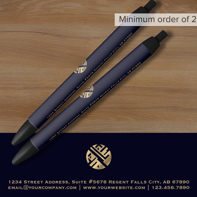 Custom Navy Blue Gold Pen with Logo (Creator Uploaded)