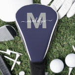 Custom Navy Blue Initial Name Monogram Golf Head Cover<br><div class="desc">Custom Create Your Own Personalised Initial Name Monogram Golf Head Cover. Designed with a navy blue background, soft grey lettering for the initial, and a flowing white script for the name, this head cover brings a refined and personalised look to the course. Perfect for the stylish golfer who loves a...</div>