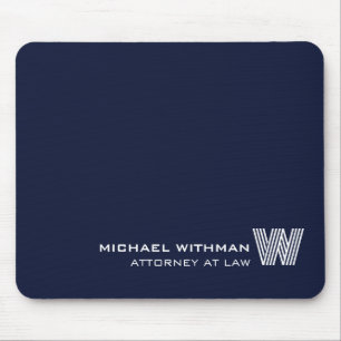 Custom NAVY BLUE LINE Monogram, Name & Profession Mouse Mat
