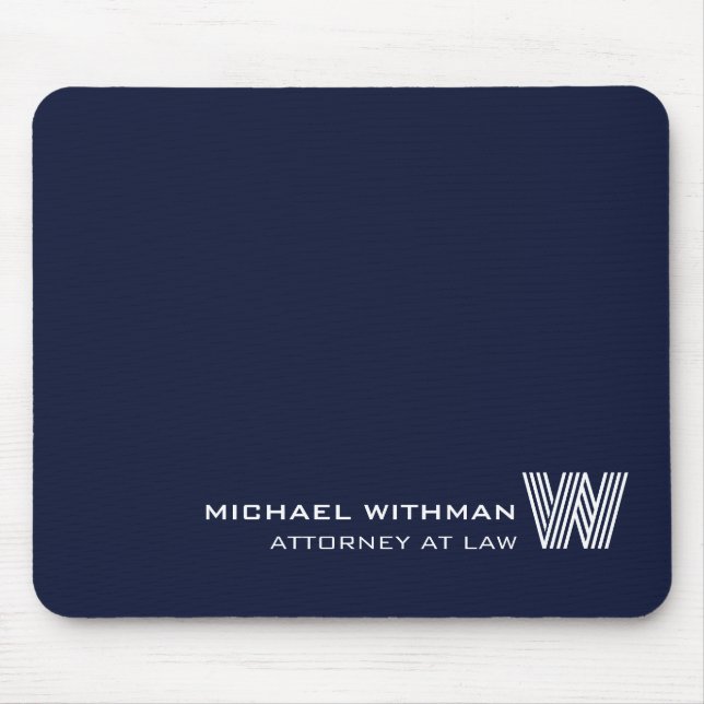 Custom NAVY BLUE LINE Monogram, Name & Profession  Mouse Mat (Front)
