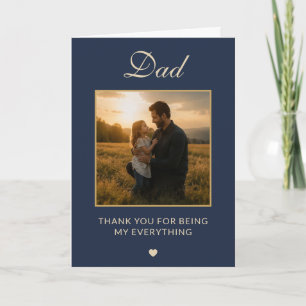 Custom Navy Blue Minimal Father’s Day Photo Card