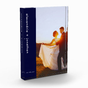Custom Navy Blue Minimalist Wedding Photo Block