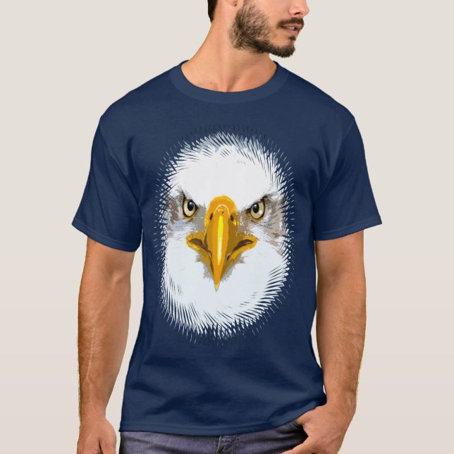 Custom Navy Blue Modern Elegant Eagle Head T-Shirt (Front)