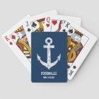 Custom navy blue nautical anchor playing cards