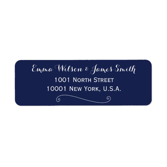 Custom Navy Blue White Personalised Address Labels
