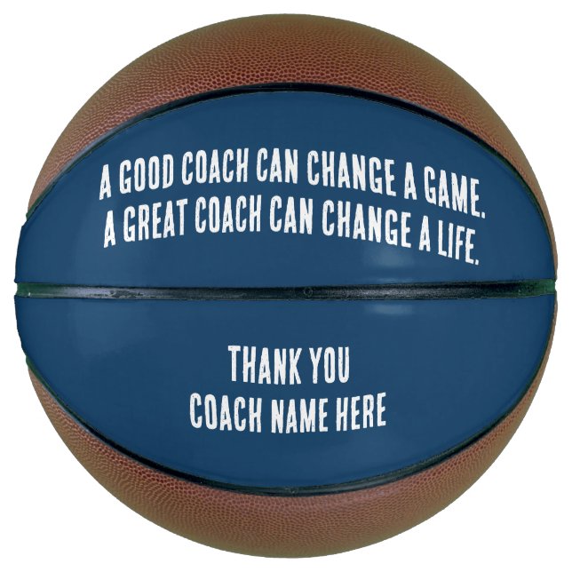 Custom Navy Blue White Thank You Coach Basketball (Front)