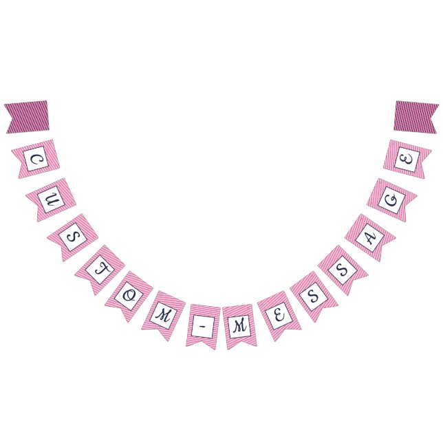 Custom Navy & Bright Pink Striped Preppy Bunting (All)