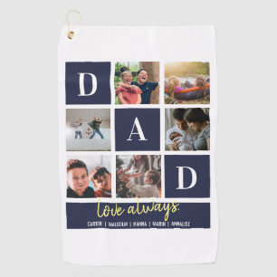 Custom Navy Colorblock Dad Family Photo Collage Golf Towel