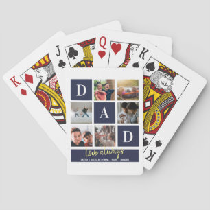 Custom Navy Colorblock Dad Family Photo Collage Playing Cards