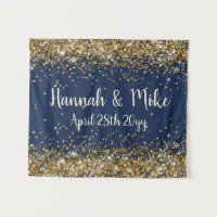 Custom Navy Gold Wedding Backdrop Photo Booth Prop