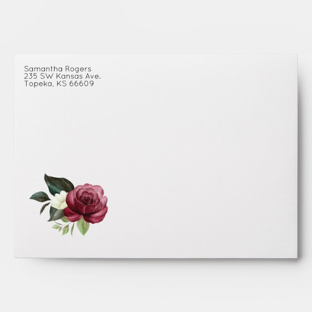 Custom Navy Maroon Floral  Envelope (Front)