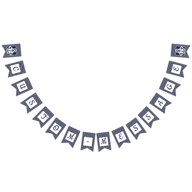 Custom Navy Striped Preppy Anchor Bunting Bunting (All)