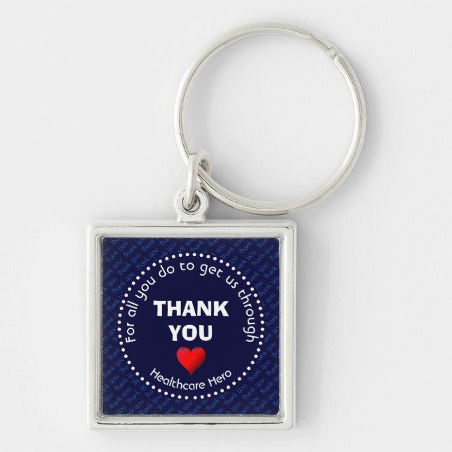 Custom Navy THANK YOU Healthcare Hero Key Ring (Front)