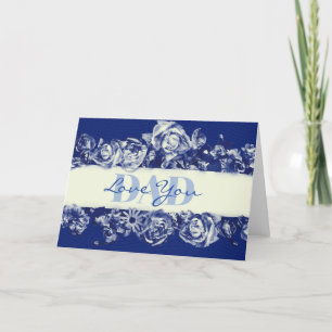 Custom Navy Vintage Father's Day Love You Dad Holiday Card