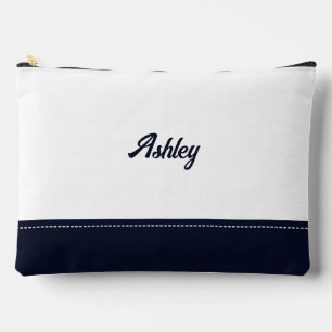 Custom navy white personalised preppy stylish chic accessory pouch