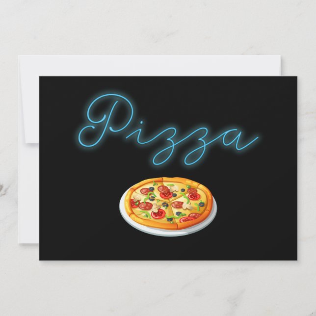 Custom Neon Glow Pizza Party Invitation (Front)