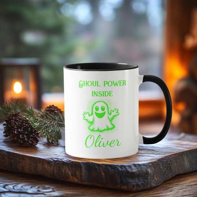 Custom Neon Halloween Mug - Green Ghost Design (Creator Uploaded)