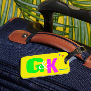 custom neon Initials Monogram Luggage Tag