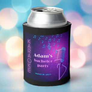 Custom Neon Karaoke Night Bachelor Party Can Cooler