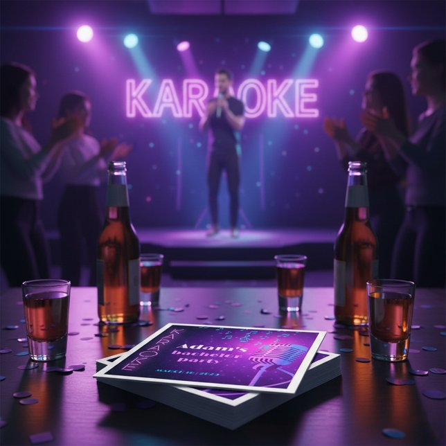 Custom Neon Karaoke Night Bachelor Party  Napkin (Creator Uploaded)