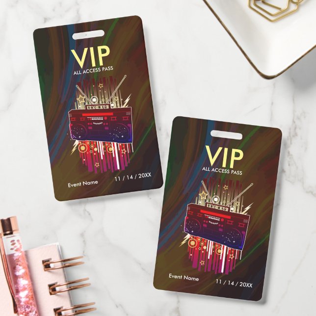 Custom Neon Light Streak VIP Pass For Event Access ID Badge (Office)
