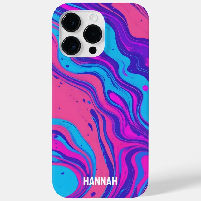 Custom Neon Liquid Paint Flow Magenta Orange Cyan Case-Mate iPhone Case (Back)