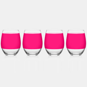 Custom Neon Pink Drinkware Set – Bulk Orders Stemless Wine Glass