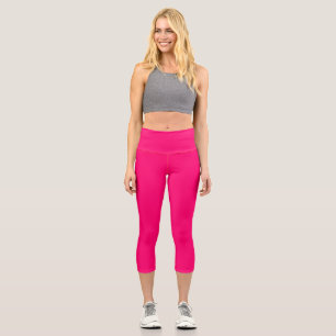 Custom Neon Pink High-Waisted Capri Leggings
