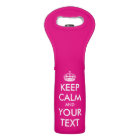 Custom neon pink keep calm wine tote bags